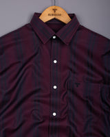 Kiwano Wine Purple Waffle Stripe Dobby Cotton Shirt
