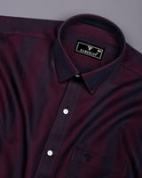 Kiwano Wine Purple Waffle Stripe Dobby Cotton Shirt