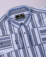 Iron Gray With Blue Twill Stripe Cotton Shirt