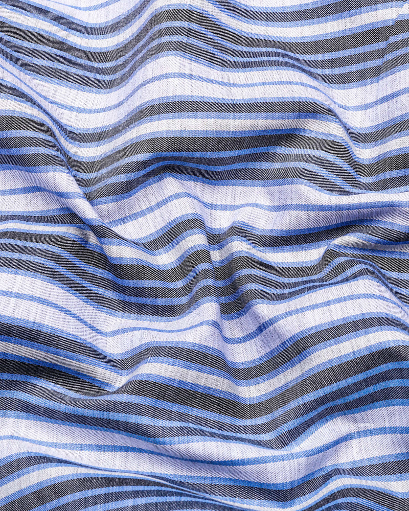 Iron Gray With Blue Twill Stripe Cotton Shirt