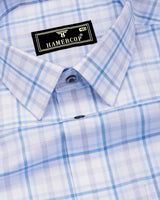 Berlin Blue With White Check Dobby Cotton Formal Shirt