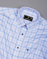 Berlin Blue With White Check Dobby Cotton Formal Shirt