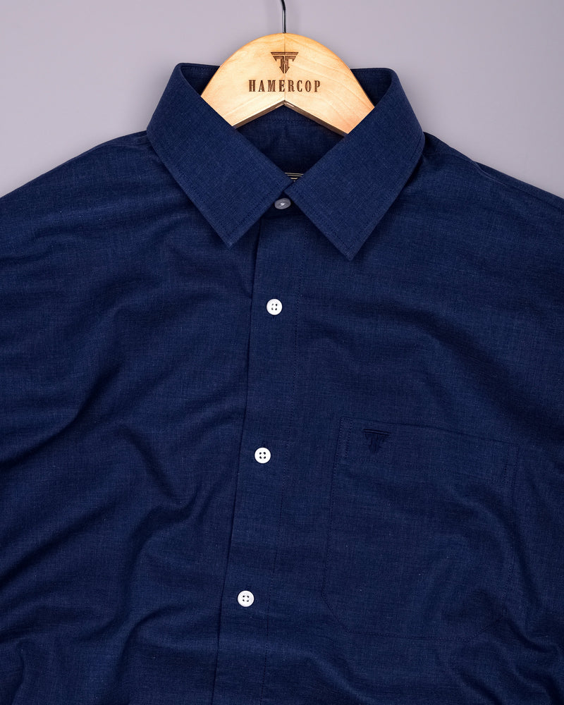 Planet Blue Melange Cotton Formal Shirt
