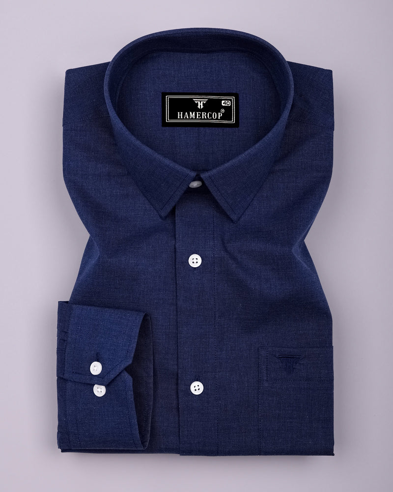Planet Blue Melange Cotton Formal Shirt