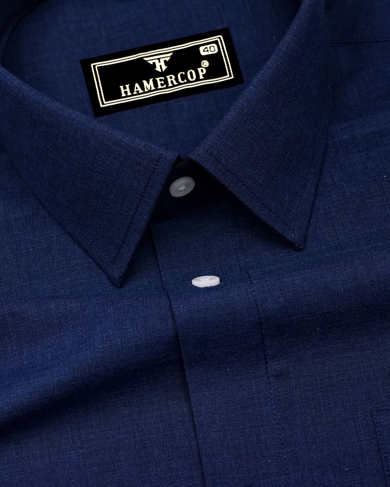 Planet Blue Melange Cotton Formal Shirt