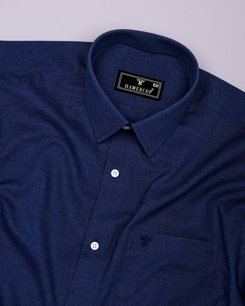 Planet Blue Melange Cotton Formal Shirt