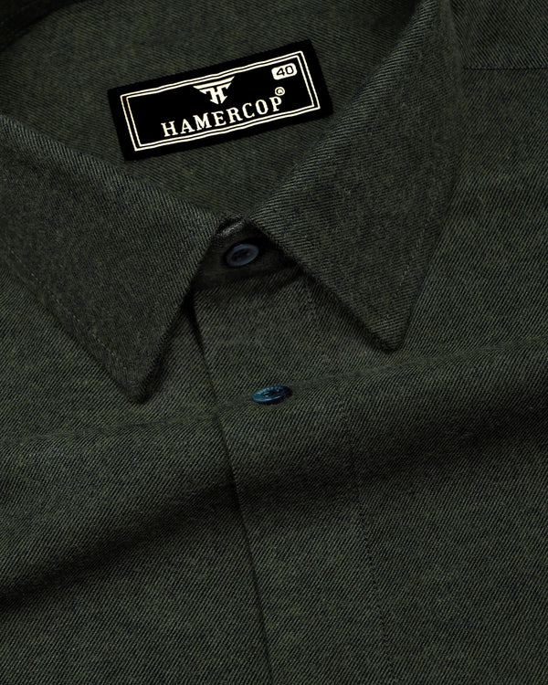 Neon Green Plaid Flannel Solid Heavy Cotton Shirt