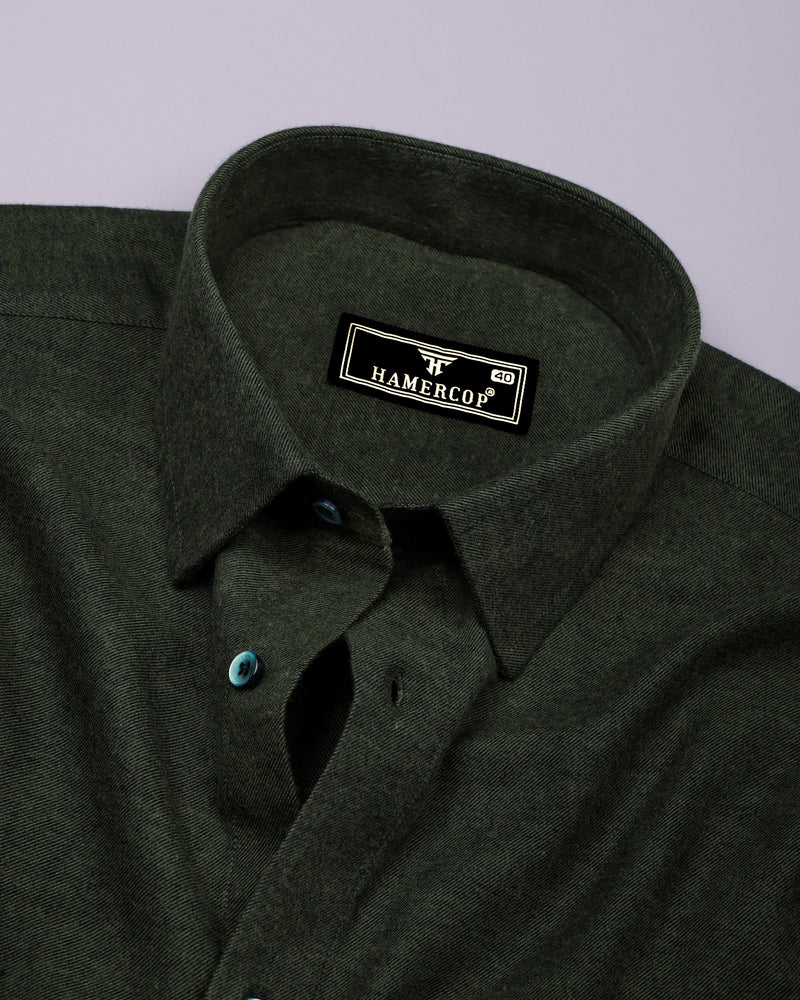 Neon Green Plaid Flannel Solid Heavy Cotton Shirt