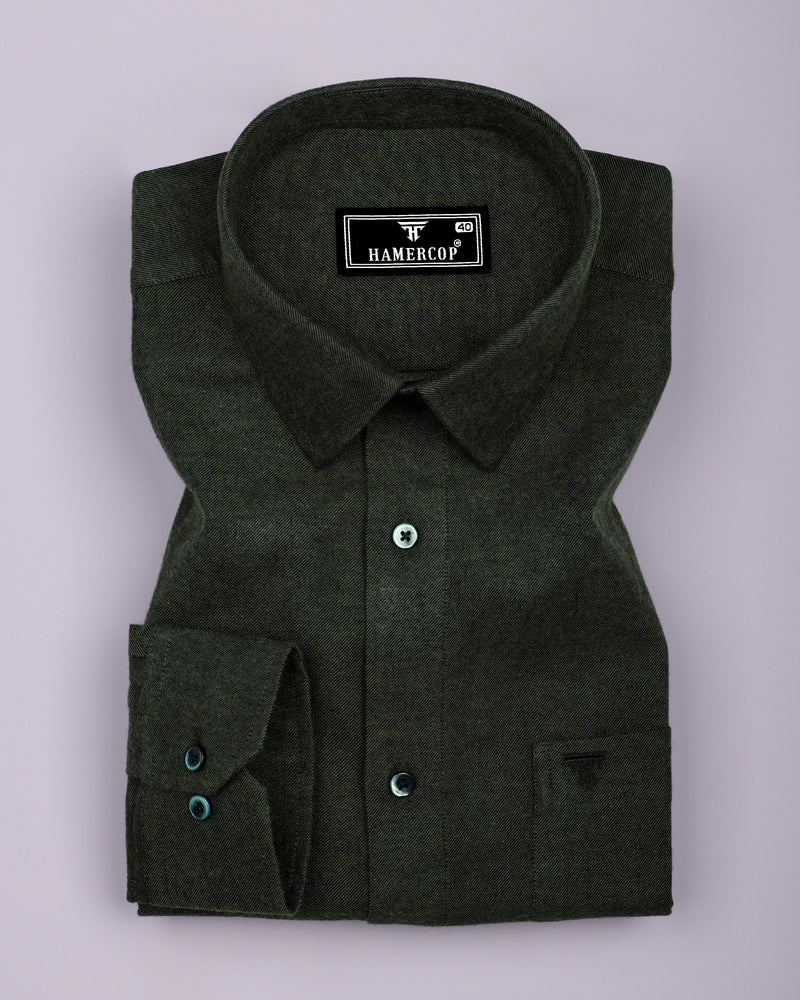 Neon Green Plaid Flannel Solid Heavy Cotton Shirt