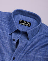 Cornflower Blue Plaid Flannel Heavy Cotton Shirt