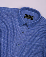 Cornflower Blue Plaid Flannel Heavy Cotton Shirt