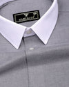 Elise Gray Self Stripe Plaid Flannel Solid Cotton Shirt