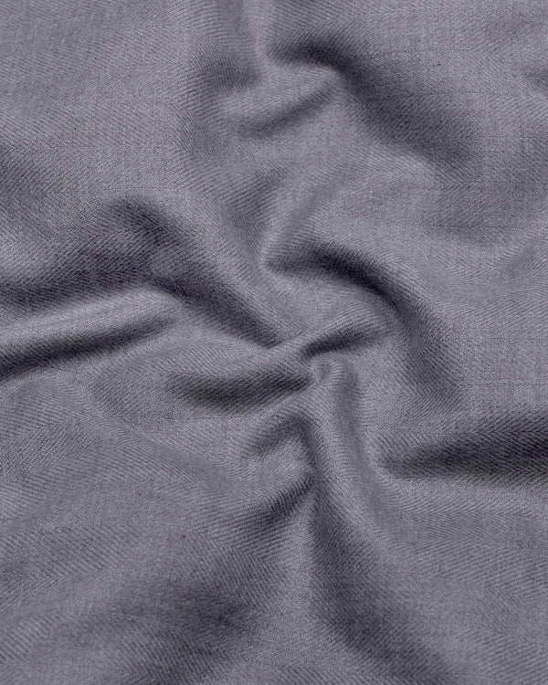 Elise Gray Self Stripe Plaid Flannel Solid Cotton Shirt