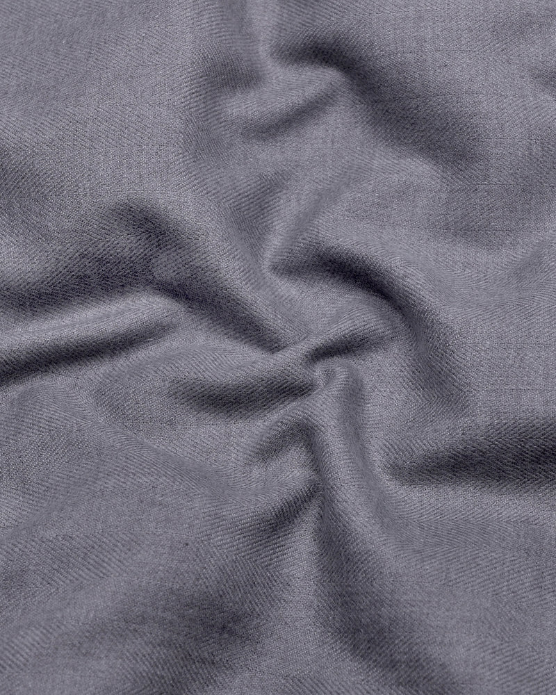 Elise Gray Self Stripe Plaid Flannel Solid Cotton Shirt