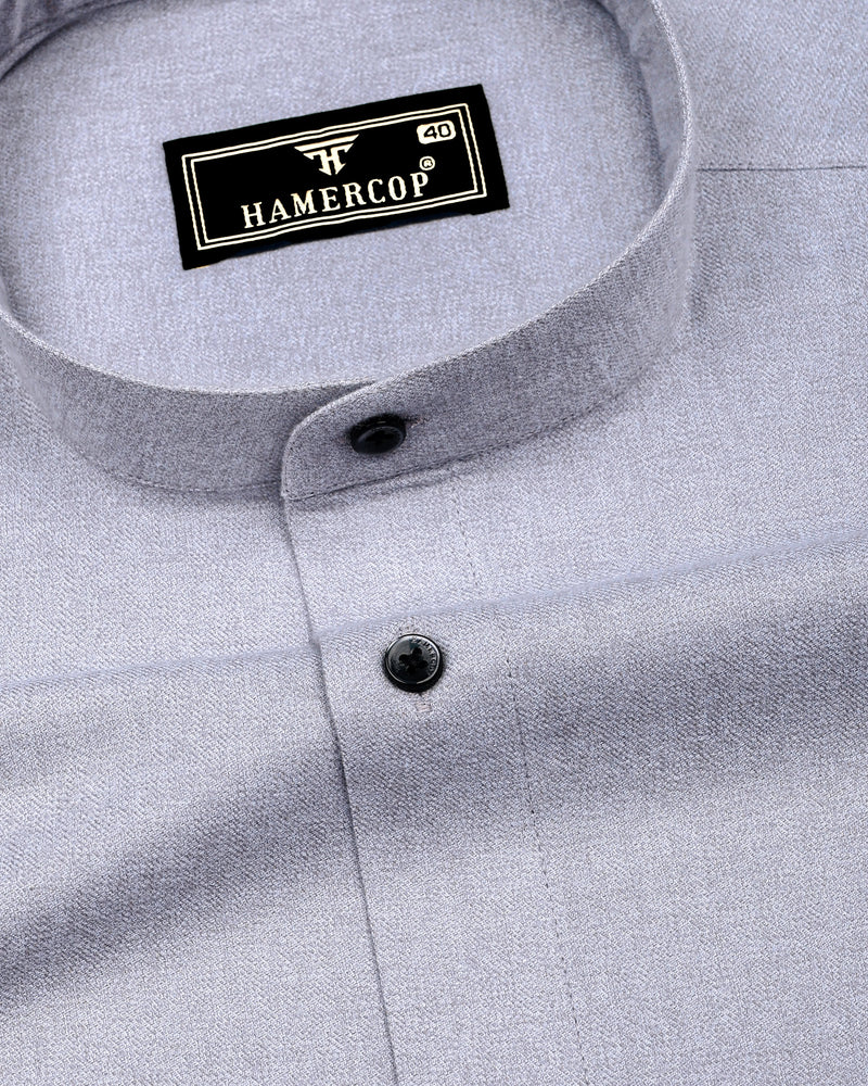 Thermal Gray Plaid Flannel Solid Heavy Cotton Shirt