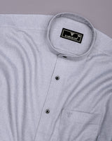 Thermal Gray Plaid Flannel Solid Heavy Cotton Shirt