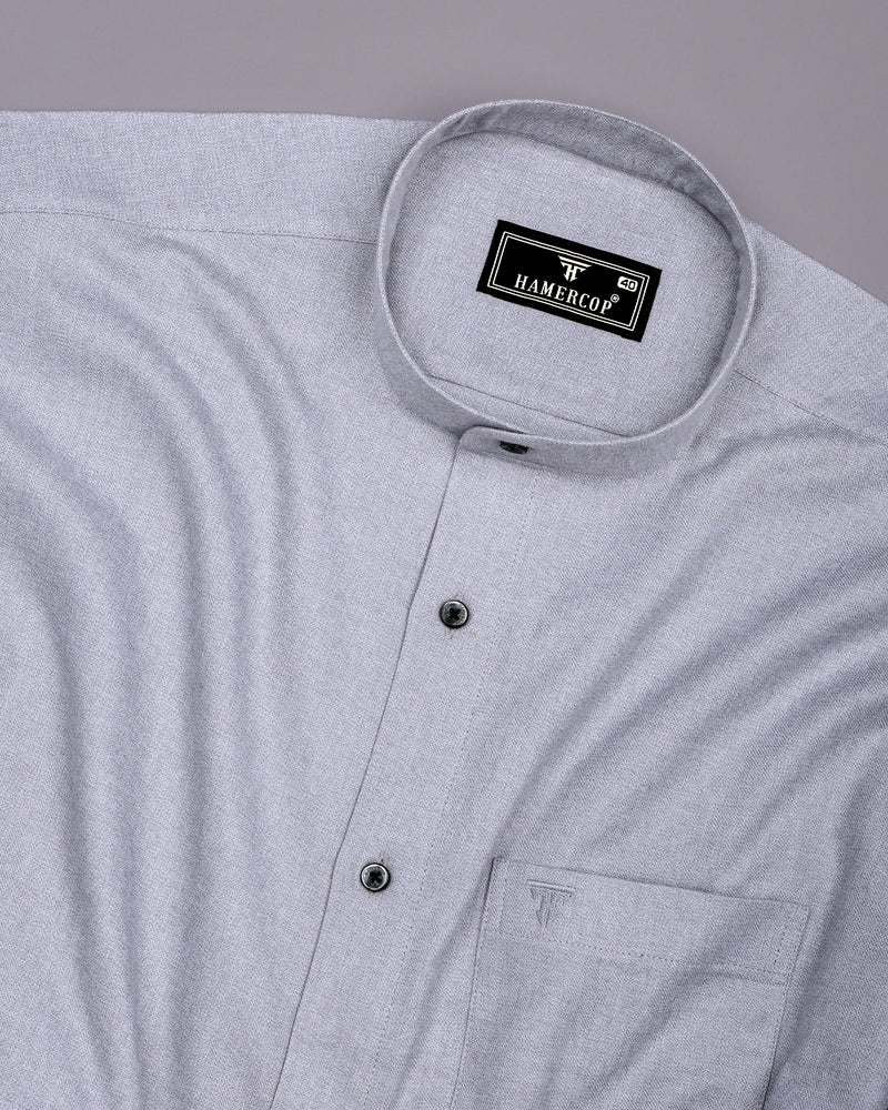 Thermal Gray Plaid Flannel Solid Heavy Cotton Shirt