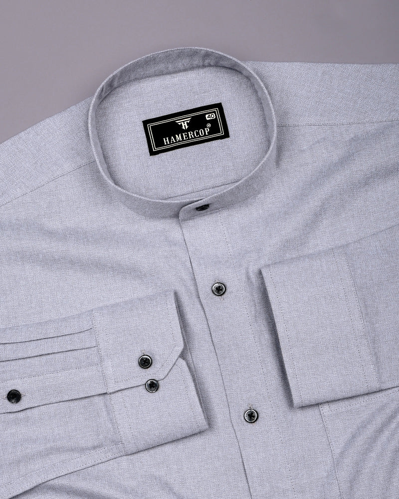 Thermal Gray Plaid Flannel Solid Heavy Cotton Shirt