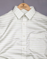 Light Ivory Self Weft Stripe Premium Cotton Shirt