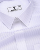 Salt White Self Stripe Premium Giza Shirt