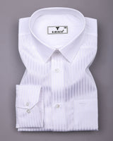 Salt White Self Stripe Premium Giza Shirt