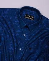 Radium Blue Jacquard Textured Premium Cotton Shirt