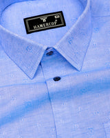 Stream Blue Jacquard Textured Cotton Shirt