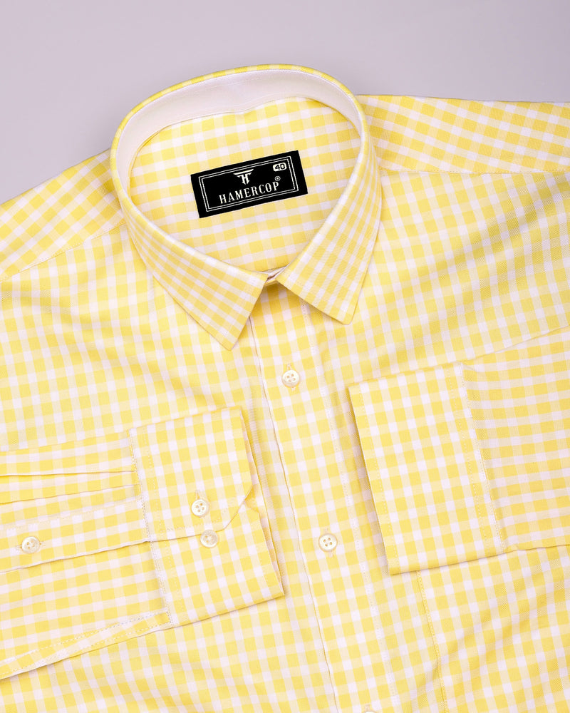 Limelight Yellow Check Premium Cotton Designer Shirt
