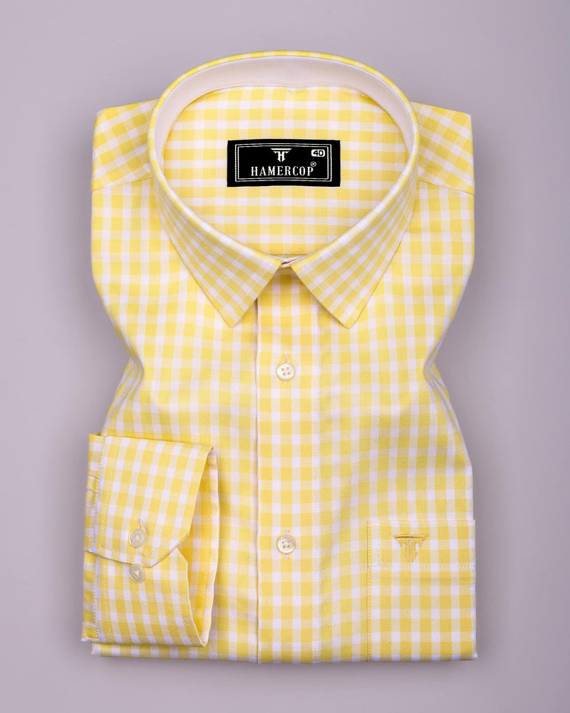 Limelight Yellow Check Premium Cotton Designer Shirt