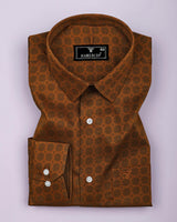 Riga Mustard Geometrical Printed Satin Cotton Shirt