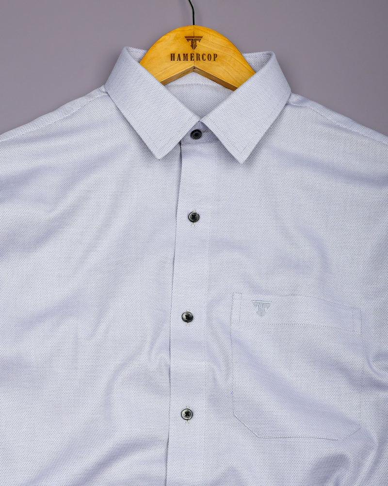 Harrow Gray With White Dobby Textured Cotton Shirt