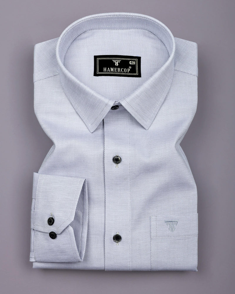 Harrow Gray With White Dobby Textured Cotton Shirt