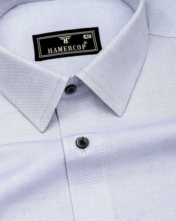 Harrow Gray With White Dobby Textured Cotton Shirt