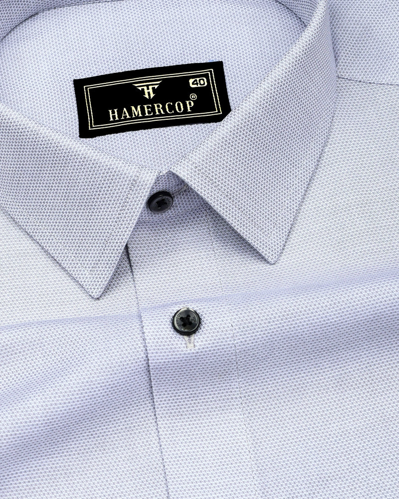 Harrow Gray With White Dobby Textured Cotton Shirt