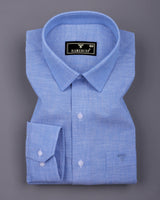 Earth Blue Linen Soft Cotton Formal Shirt