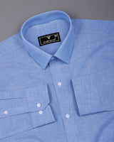Earth Blue Linen Soft Cotton Formal Shirt