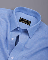 Earth Blue Linen Soft Cotton Formal Shirt