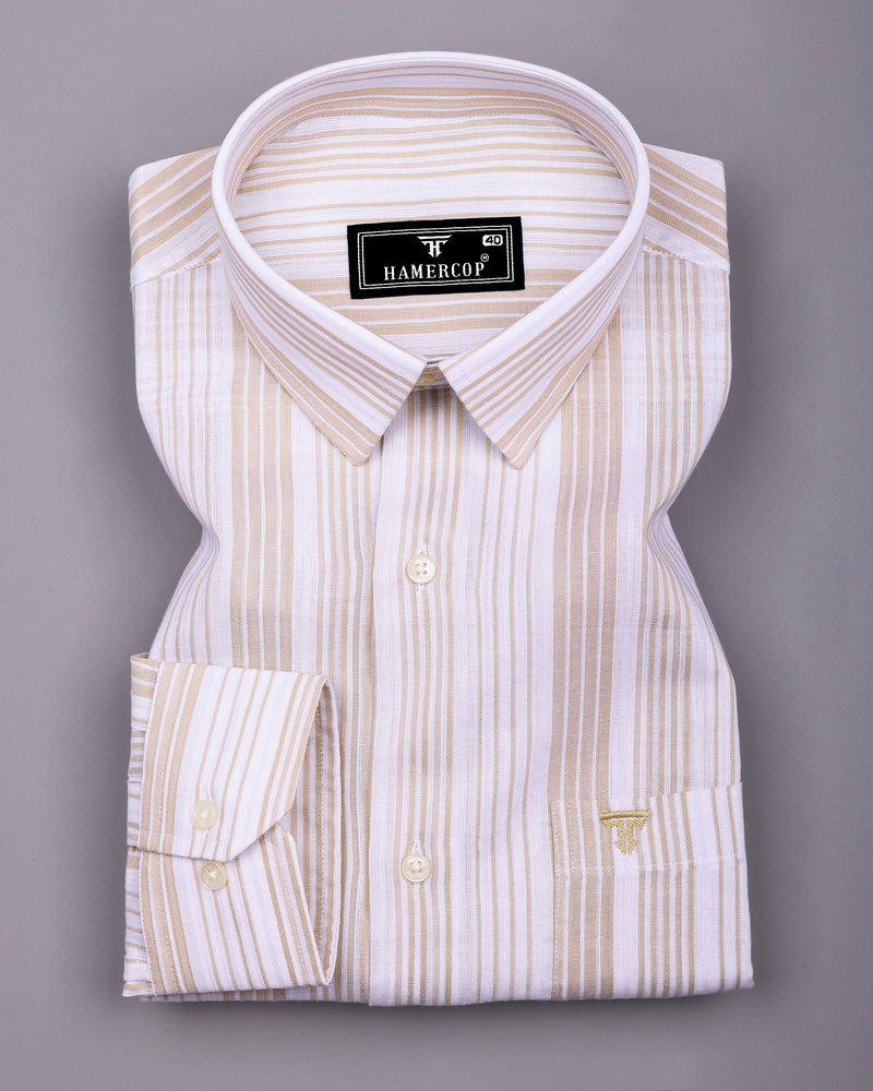 Florence Cream With White Stripe Cotton Shirt