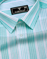 Florence Aqua Blue With White Stripe Cotton Shirt