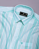 Florence Aqua Blue With White Stripe Cotton Shirt