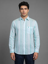 Florence Aqua Blue With White Stripe Cotton Shirt