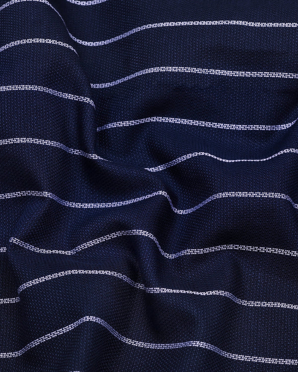 Temper Blue With White Dobby Stripe Cotton Shirt