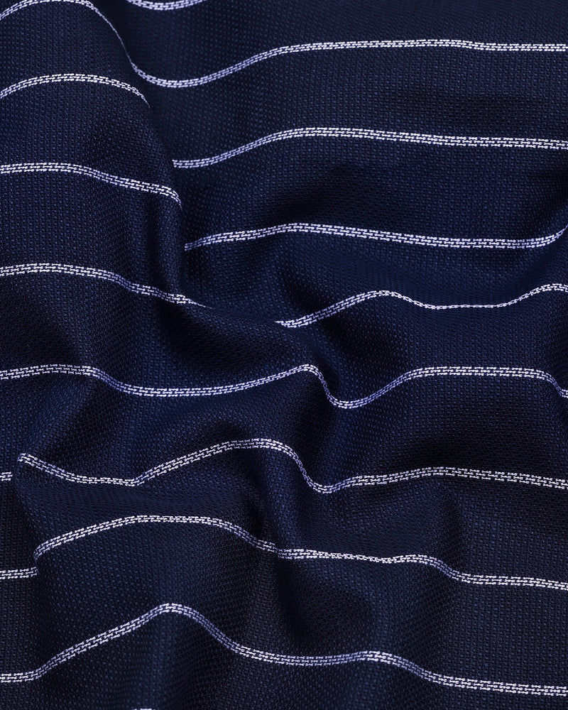 Temper Blue With White Dobby Stripe Cotton Shirt