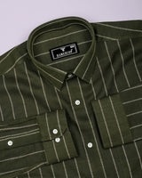 Temper Green With Cream Dobby Stripe Cotton Shirt