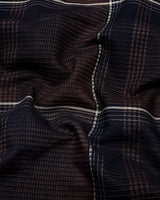 Prelog Brown With Cream Twill Check Dobby Cotton Shirt