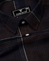 Prelog Brown With Cream Twill Check Dobby Cotton Shirt