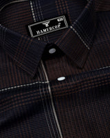 Prelog Brown With Cream Twill Check Dobby Cotton Shirt