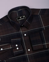 Prelog Brown With Cream Twill Check Dobby Cotton Shirt