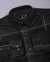 Prelog Green With Cream Twill Check Dobby Cotton Shirt