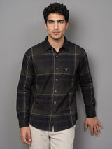 Prelog Green With Cream Twill Check Dobby Cotton Shirt